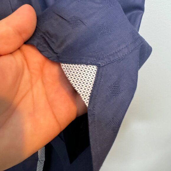 TED BAKER men's textured navy GOT GAME button front shirt size 4 or M - Picture 2 of 7